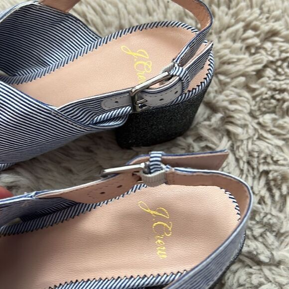 J.Crew Twisted-knot Penny sandals in stripe with glitter heel - Picture 6 of 7